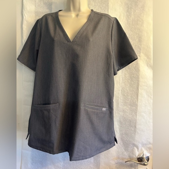 Figs Gray Technical Collection V-Neck Short Sleeve Scrub Top classic fitSz-XL Z6 - Picture 4 of 12